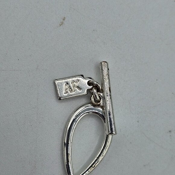 Anne Klein Teardrop Oval Iridescent Light Blue Stone Silver-tone Necklace - Picture 5 of 5